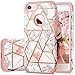 Fingic for iPhone 7 Case/iPhone 8 Case Rose Gold Marble Design Shiny Glitter Bumper Hybrid Hard PC Soft Rubber Silicone Cover Anti-Scratch Shockproof Protective Case for Apple iPhone 7/ iPhone 8 4.7