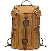 peacechaos Heavy-Duty Waxed Canvas Backpack for Men,17" Laptop Rucksack with Genuine Leather, Multi-Pocket Travel Bag