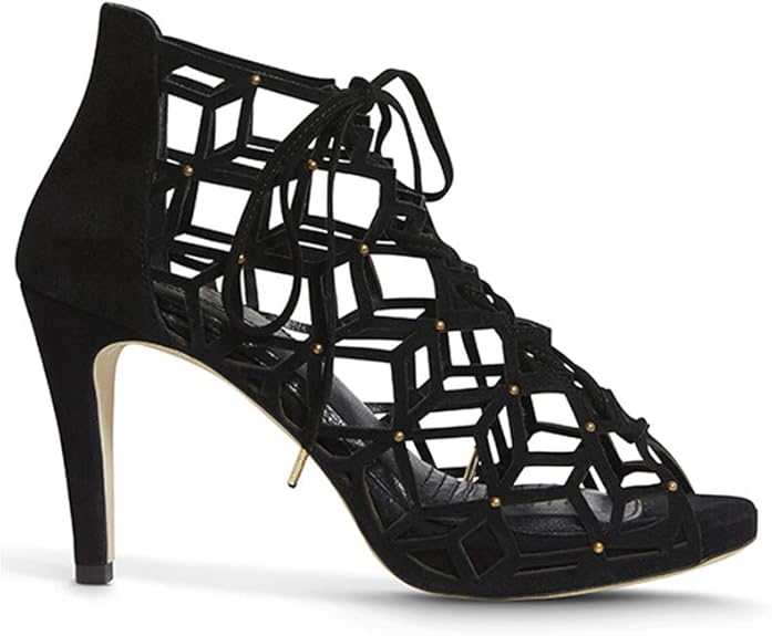 black heels with gold studs