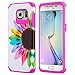 GALAXY WIRELESS Galaxy S7 Edge Case, Samsung Galaxy S7 Edge [Shock Absorption/Impact Resistant] Hybrid Dual Layer Armor Defender Protective Case Cover for Galaxy S7 Edge, Pink Sunflower