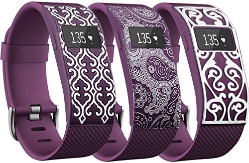 ANBIC Fitbit Charge/Charge HR Bands Cover-Rubber Sleeve Protector Accessories (No Tracker) - 3 Pack Plum
