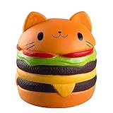 Xinzistar Kawaii Jumbo Slow Rising Squishies Cream Scented Squeeze Kid Toy Phone Charm Gift for Stress Relief (Hamburger Cat)