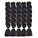 Forevery Braiding Hair 24 Inch Jumbo Braids Color Braiding Hair 5 Packs Black Braiding Hair Kanekalon Jumbo Braiding Kenakalon Hair Braid Hair (5pcs,Black Color 1B#)