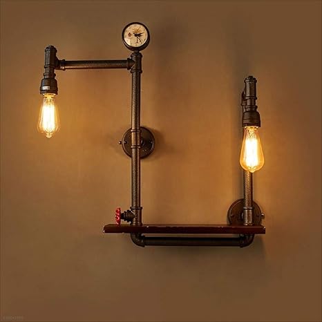 Dlicyt 2 Luces Industrial Steampunk del tubo de agua retro luz de la