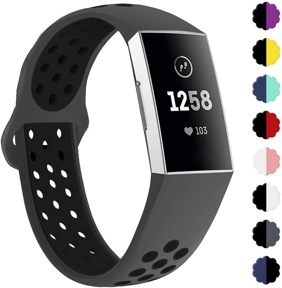 KIMILAR Armbänder Kompatibel mit Fitbit Charge 3 Armband, Zweifarbigen