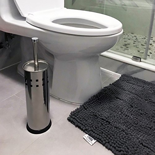 Stainless Steel Cylindrical Toilet Brush Holder with Canister, Matte Finished, for Household Bathroom Accessory - Thumbnail 7