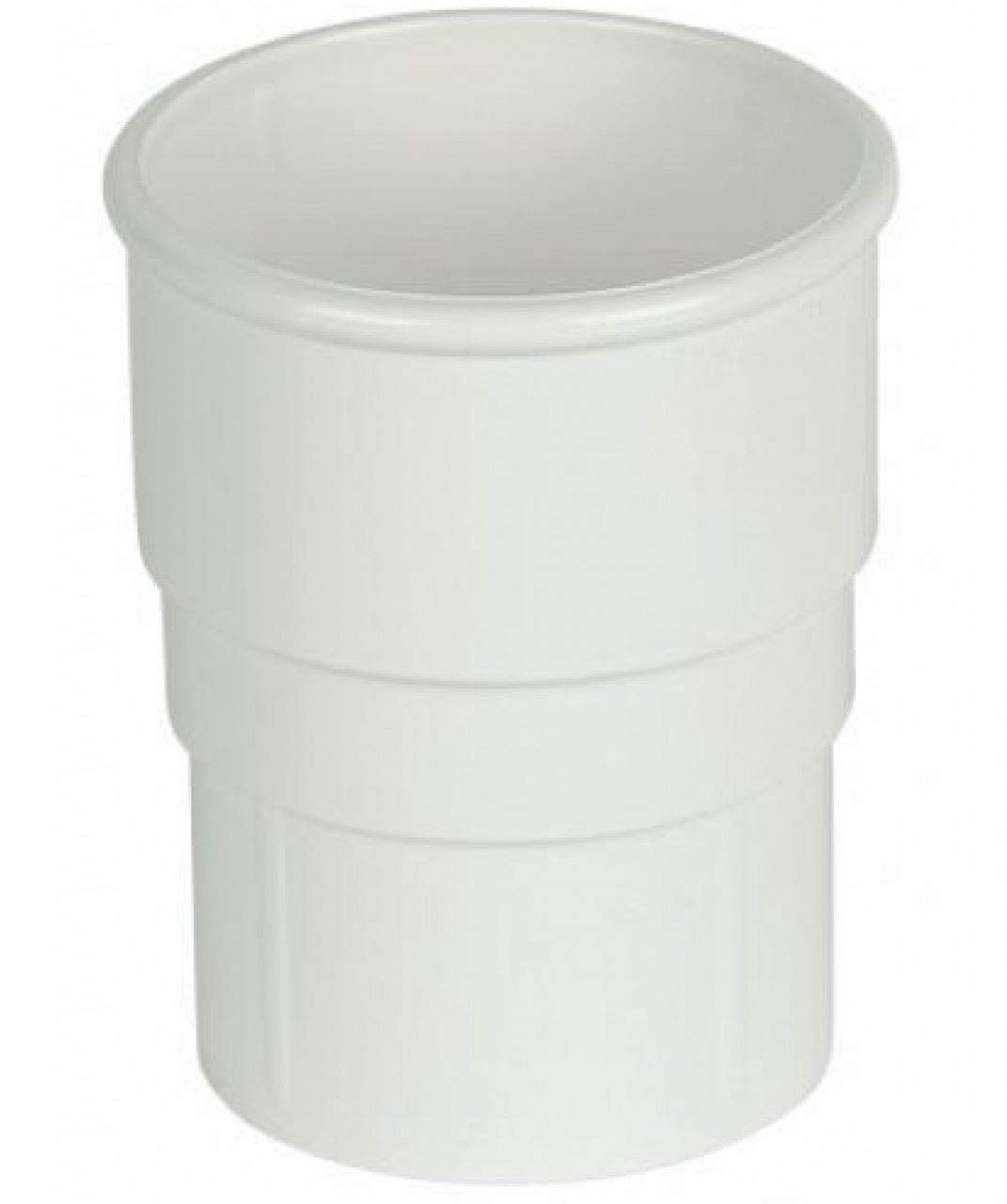 FLOPLAST 68mm Round Gutter Pipe Socket - White - Pack of 2