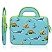8.9-10.1 inch Kid Tablet Sleeve, Evecase Cute Dinosaurs Themed Neoprene Carrying Sleeve Case Bag for 8.9-10.1 inch Kid Tablets (Blue & Green Trim, with Dual Handle and Accessory Pocket)