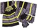 N'Ice Caps Kids and Toddlers Heather Striped Hat/Scarf/Glitten Set (3-5 Years, black/neon yellow/heather grey)
