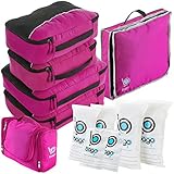 Travel Organizer for Luggage & Suitcase - Packing Cubes, Toiletry, Shoe Bag Pink