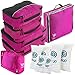 Travel Organizer Full Pack Set - Packing Cubes, Toiletry Bag, Shoes Bag, ZipBags (PINK)