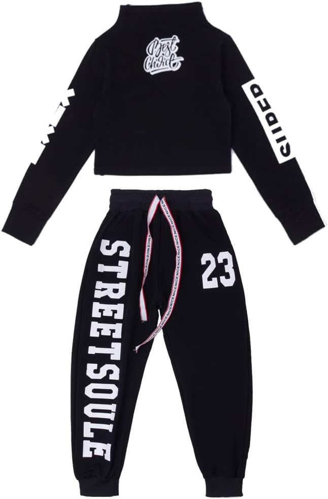 Voleseni Girls Children Modern Jazz Hip-Hop Dancewear Kids Dance Costumes Tops&Pants