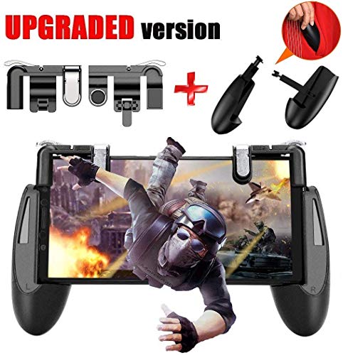 SEMSA PUBG Mobile Game Controller – [New Version] Cell Phone Gaming Joystick Accessories, Gamepad, L1R1 Sensitive Shoot and Aim Triggers Fire Buttons for iOS Android (2 Trigger and Game Pad)