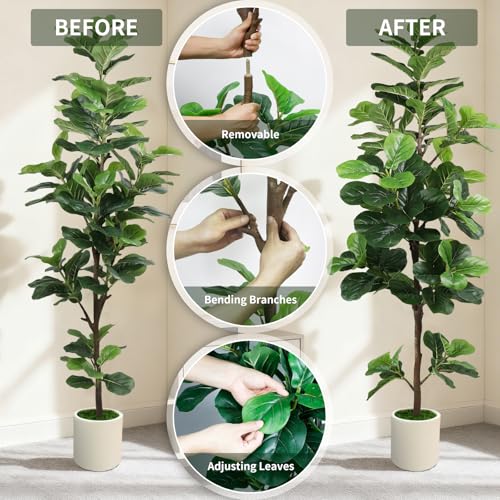 PEPEUNI Árbol Artificial 180CM Planta Artificial Decorativa Hogar, con Maceta Blanca y Musgo Artificial Realista, Ideal para Salones Oficinas Dormitorios