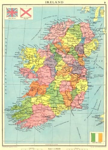 Ireland Irish Free State Ulster Northern Ireland Counties 1938 Old Antique Vintage Map Printed Maps Of Ireland Amazon Co Uk Kitchen Home