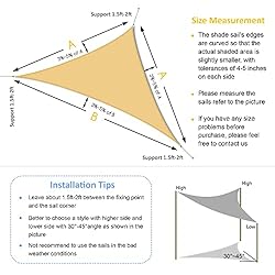 Garden EXPERT 16'x16'x23' Sun Shade Sail Sand Right