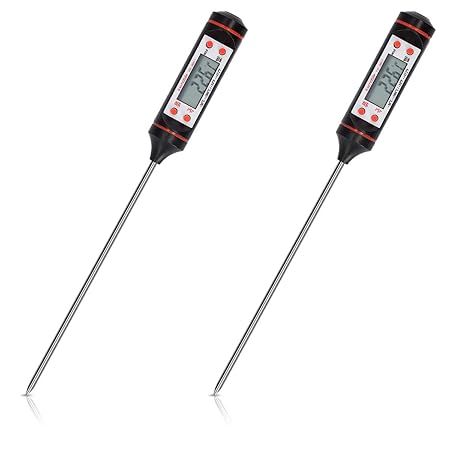 kwmobile 2X Digitales Fleischthermometer Koch Thermometer - für BBQ Fleisch Grill Milch Wasser - Bratenthermometer Einstichth