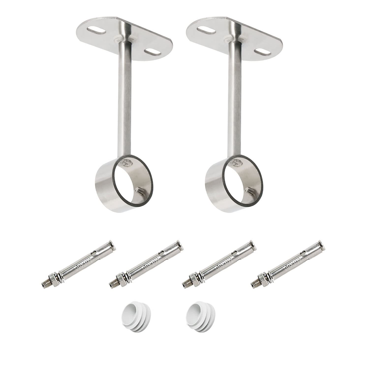 Ohamtes 2Pcs ID32mm(1-1/4"), L250mm, clothes rail mounting bracket, shower curtain closet tie rod support frame, curtain rod flange socket, suitable for ceiling or wall mounting