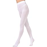 Paralinda Women's 80 Denier Solid Color Opaque Tights, High Waist Footed Pantyhose