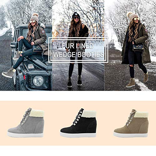 fur lined wedge boots