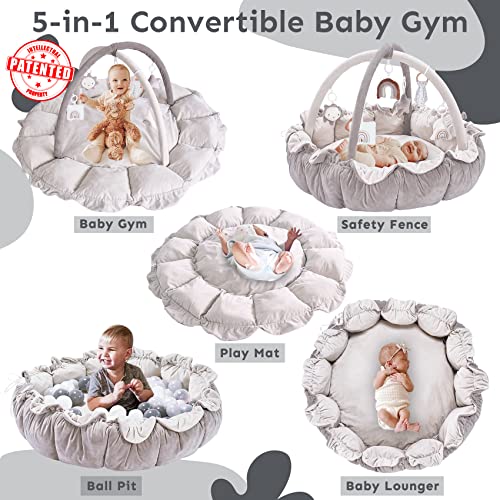 5in1 Thick & Plush Play Gym, Convertible StageBased Developmental Activity Gym & Play Mat
