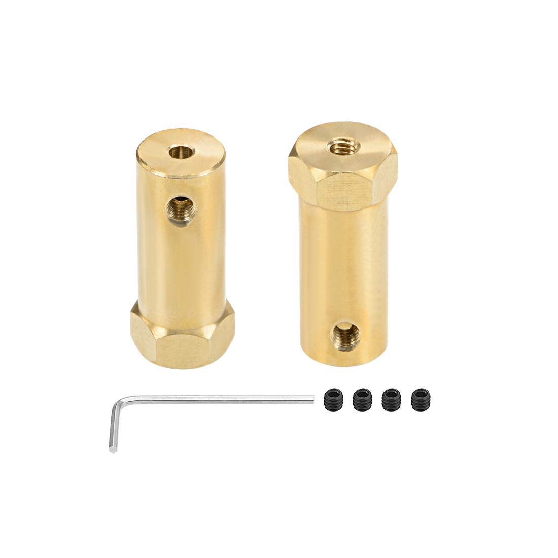 sourcing map Hex Coupler 3mm Bore Motor Hex Brass Shaft Coupling Connector for Car Wheels Tires Shaft Motor 2pcs