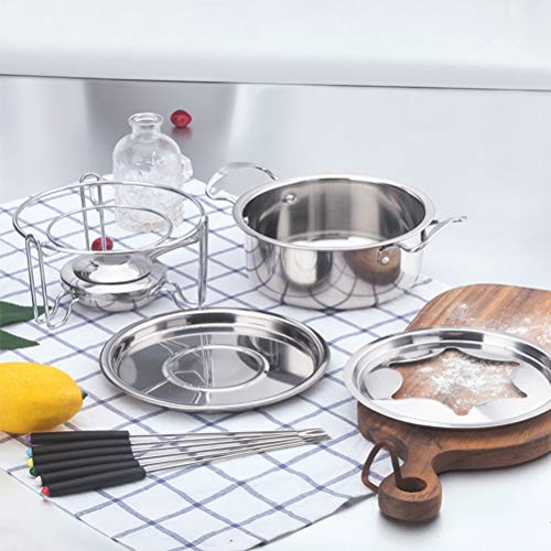Xigeapg 10-Piece Set Multifunctional Stainless Steel Ice Cream Chocolate Cheese Hot Pot Melting Pot Fondue Set Kitchen Accessories