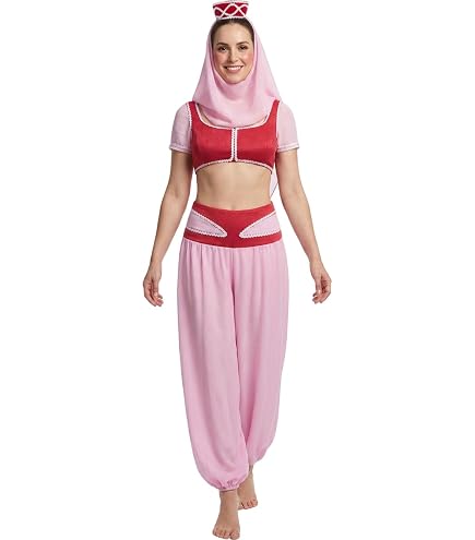 Cosearlm Genie Costume for Women Dream Genie Arabian Pink Suit Full Set Halloween Costume (Pink, Medium) : Clothing, Shoes & Jewelry
