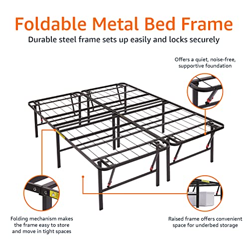 Amazon Basics Foldable Metal Platform Bed Frame with Tool Free Setup