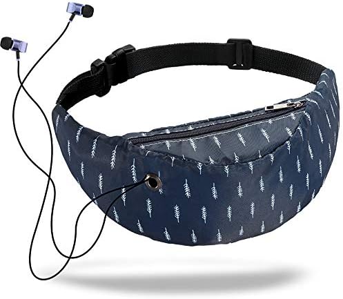 Waterproof Lady Fanny Packs Colorful Print Women Waist Bags Girls Hip Belt Bags Money Travelling Mountaineering Mobile Phone Sports Hiking Running Fashion Lightweight (Feather)