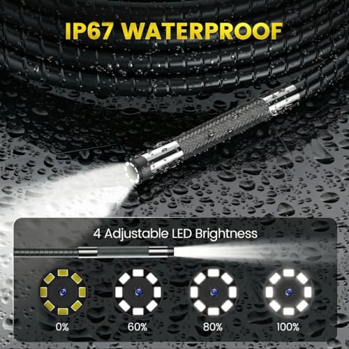 Endoscope Camera with Light, Two-Way 360° Borescope Inspection with 4.3" IPS Screen, IP67 Waterproof with LEDs & 8.5mm Semi-Rigid Snake Camera for Automotive Pipe Tools（منظار فحص داخلي） (2M Cord)