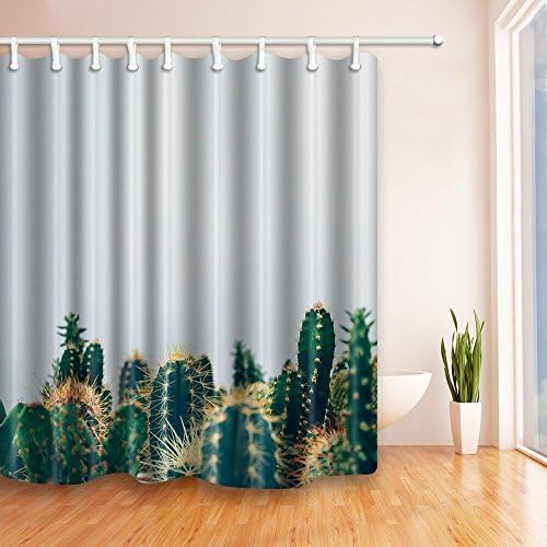 HNMQ 72 X 72 Inches Fabric Shower Curtain Set, Waterproof Bathroom Curtain Set,Cactus, Mildew Resistant Shower Curtains,Equipped with Hooks