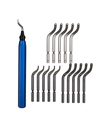 Acrux7 Kit de herramientas para quemar metal, 15 piezas de cuchillas giratorias con mango de cuchillo para desbrozar, gran herramienta de mano para madera, plástico, aluminio, cobre y acero (azul)