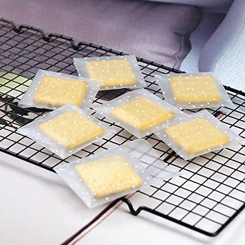 White Dots Self Adhesive Plastic Cookie Bags For Gift Giving 4x4 Inch 200 Bags+200 Thank You Labels - Thumbnail 2