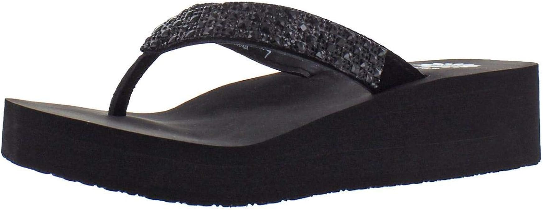 Amazon.com | Yellow Box Women's Scalia Rhinestone EVA Thong Flip Flop Sandals Black Size 10 
