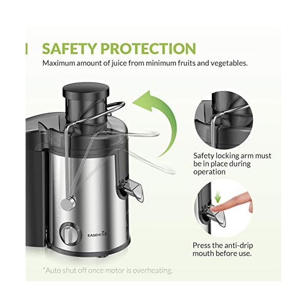 EASEHOLD 800W Juicer Machine Centrifugal Juice Extractor Whole Fruits And Vegetables, Easy to Clean,Stainless Steel with…