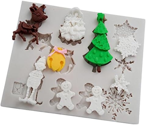kaifongfu Baking Mold ,3D Christmas Fondant Cake Chocolate Sugarcraft Mold Xmas Silicone Baking Mold (C)