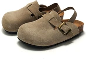 EAST BAJIA Suede Clogs for Girls Boys Unisex Toddler Slippers Slip-on Kids Shoes Indoor Outdoor Cute Sandals Classic Cork Adjustable Buckle
