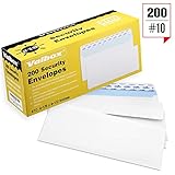 ValBox 200 Count #10 Self-Seal Security Envelopes, Windowless Design, Security Tint Pattern for Secure Mailing Envelopes, 4-1/8x9-1/2 Inches, White, Business Envelopes
