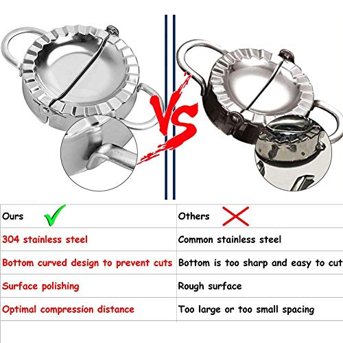 Dumpling Maker - Dumpling Press, 304 Stainless Steel Empanada Press, Easy-tool for Dumpling Wrapper Dough Stamp Cutter Pastry Pie Making By JY COOKMENT (9.5cm/3.75" Large)