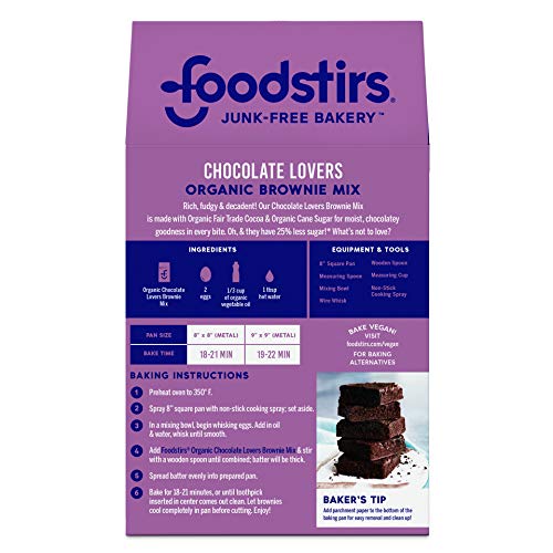 Foodstirs Organic, Non GMO Chocolate Lovers Brownie Mix, 13.9 Ounce (Pack of 3) - Thumbnail 4