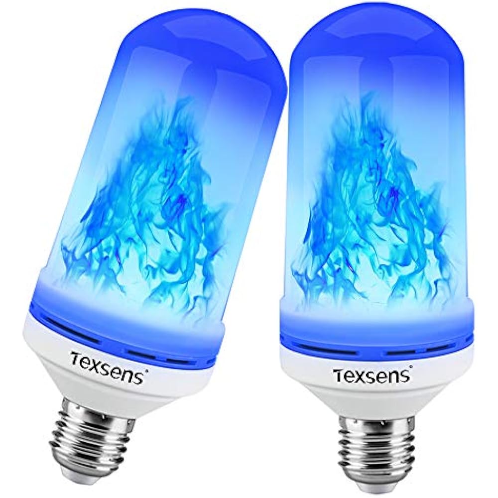 LED Blue Flame Effect Light Bulbs 4 Modes Flickering Fire With Upside