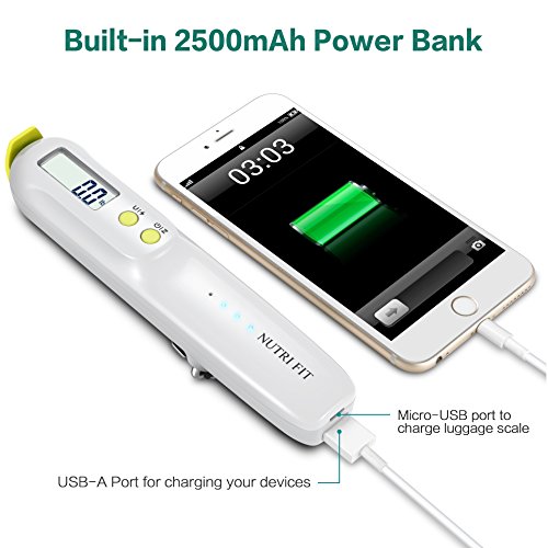 image for NUTRI FIT Rechargeable Hanging Luggage Scale, 2600mAH Portable Power B