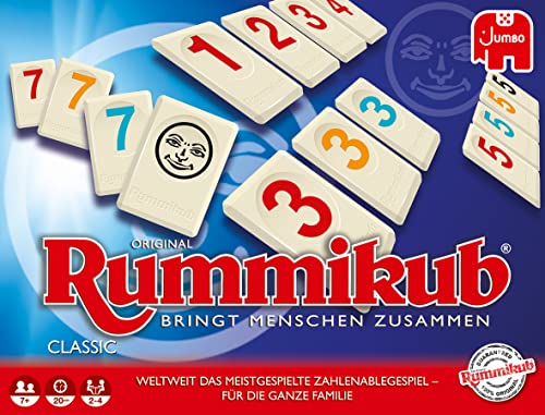 Jumbo Spiele Original Rummikub Classic - der Spieleklassiker unter den Gesellschaftsspielen - für Erwachsene und Kinder ab 7 Jahren JUM17571 Mehrfarbig 2,7 x 3,7 cm 2