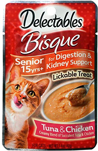 Delectables Stew Senior 15 Chicken Tuna Lickable Cat Treat Bisque 