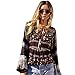 Vovotrade Fashion Womens Summer Boho Long Sleeve Casual Blouse Loose Tops T Shirt (M, Coffee)