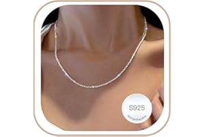 Weddinen S925 Sterling Silver Diamond Chain for Women 2mm Dainty & Hypoallergenic Silver Chain Necklaces for Women 16 18 20 2