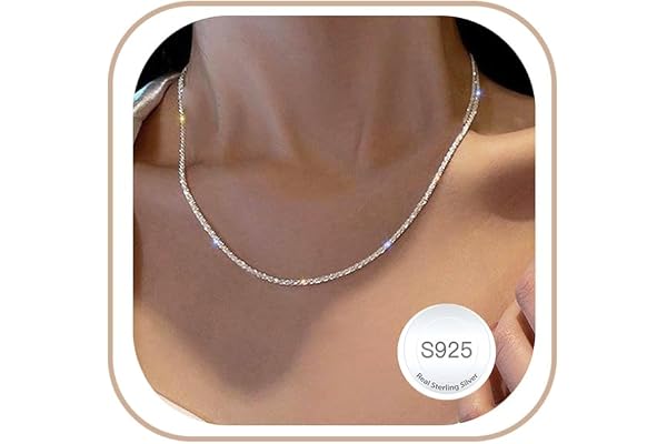 Weddinen S925 Sterling Silver Diamond Chain for Women 2mm Dainty & Hypoallergenic Silver Chain Necklaces for Women 16 18 20 2