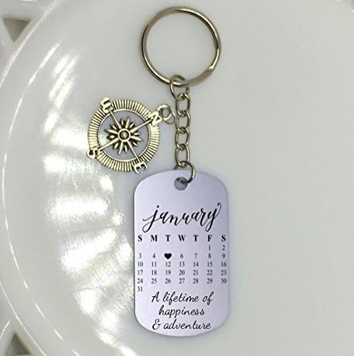 Calendar Anniversary Keychain Custom Engraved