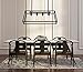 Morley Glass Linear Chandelier, 4-Light Industrial Island Pendant Lighting with Matte Black Frame for Dining Room, Kitchen by Lanros
